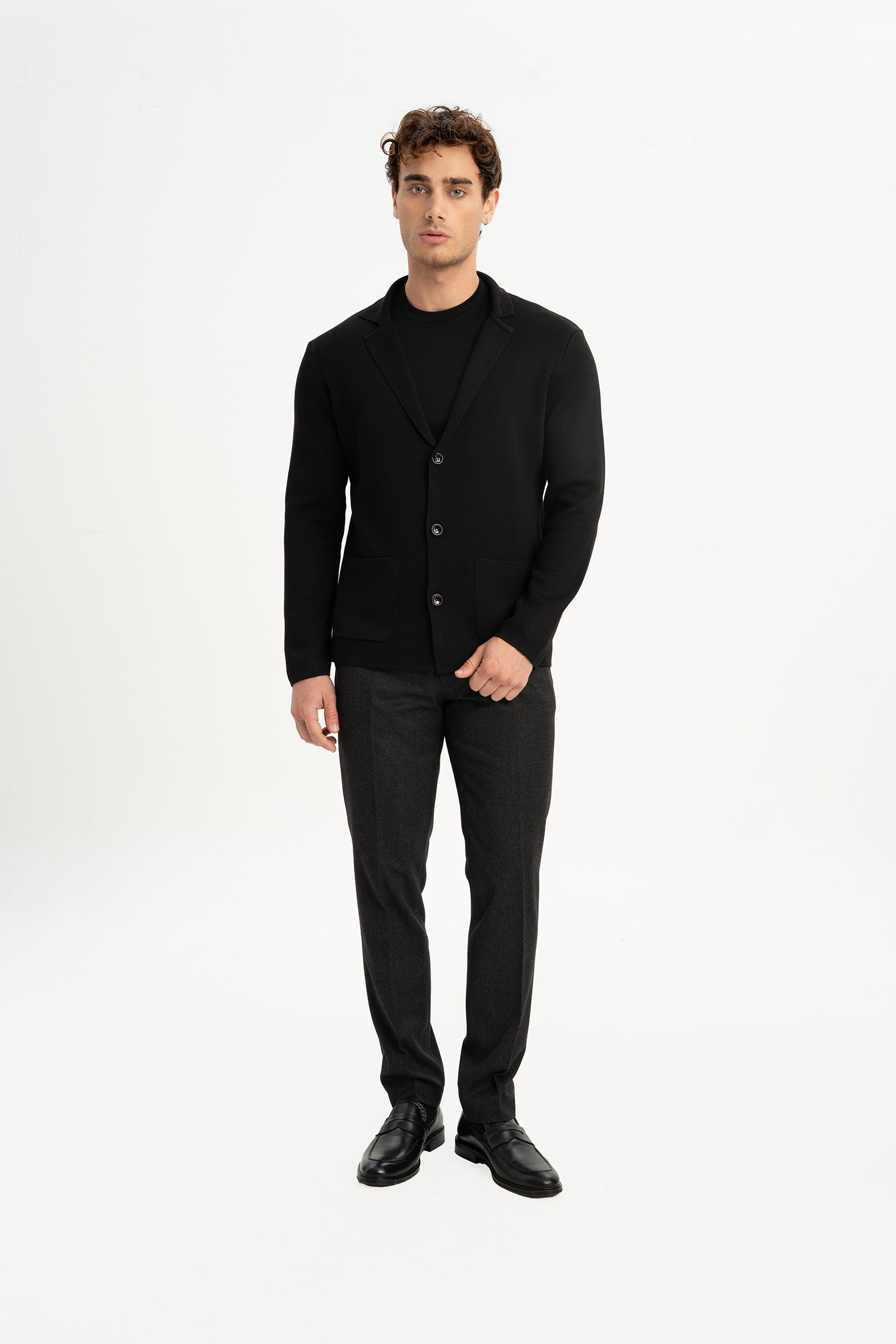 DEREOBA Siyah Triko Blazer Ceket için ayrıntıları görüntüleyin DEREOBA Siyah Triko Blazer Ceket