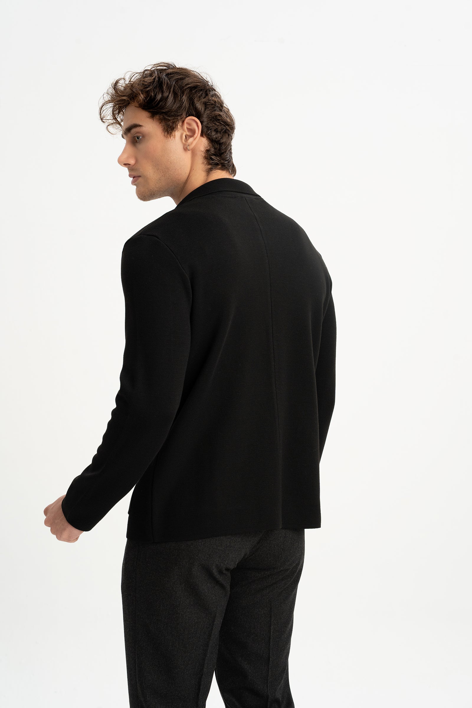 DEREOBA Siyah Triko Blazer Ceket için ayrıntıları görüntüleyin DEREOBA Siyah Triko Blazer Ceket