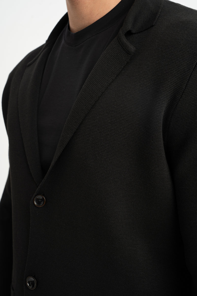 DEREOBA Siyah Triko Blazer Ceket için ayrıntıları görüntüleyin DEREOBA Siyah Triko Blazer Ceket