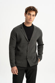 DEREOBA Koyu Gri Triko Blazer Ceket