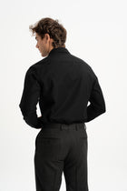 DERENTİ Siyah %100 Pamuk Petek Dokulu Gömlek