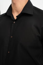 DERENTİ Siyah %100 Pamuk Petek Dokulu Gömlek