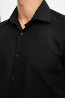 DERENTİ Siyah %100 Pamuk Petek Dokulu Gömlek