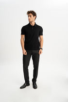 BELEN Siyah Merserize Kısa Kollu Polo Shirt