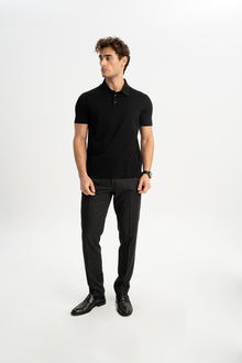 BELEN Siyah Merserize Kısa Kollu Polo Shirt