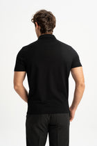 BELEN Siyah Merserize Kısa Kollu Polo Shirt