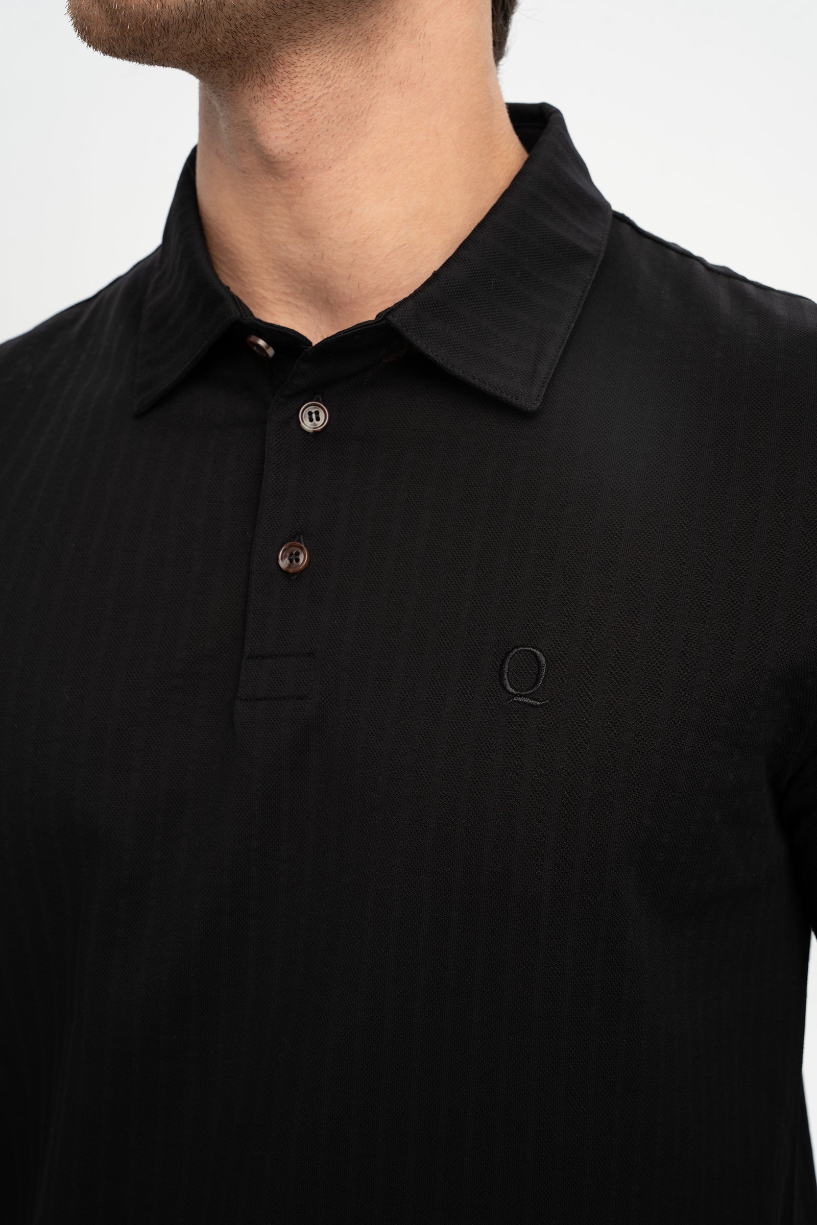 BELEN Siyah Merserize Kısa Kollu Polo Shirt