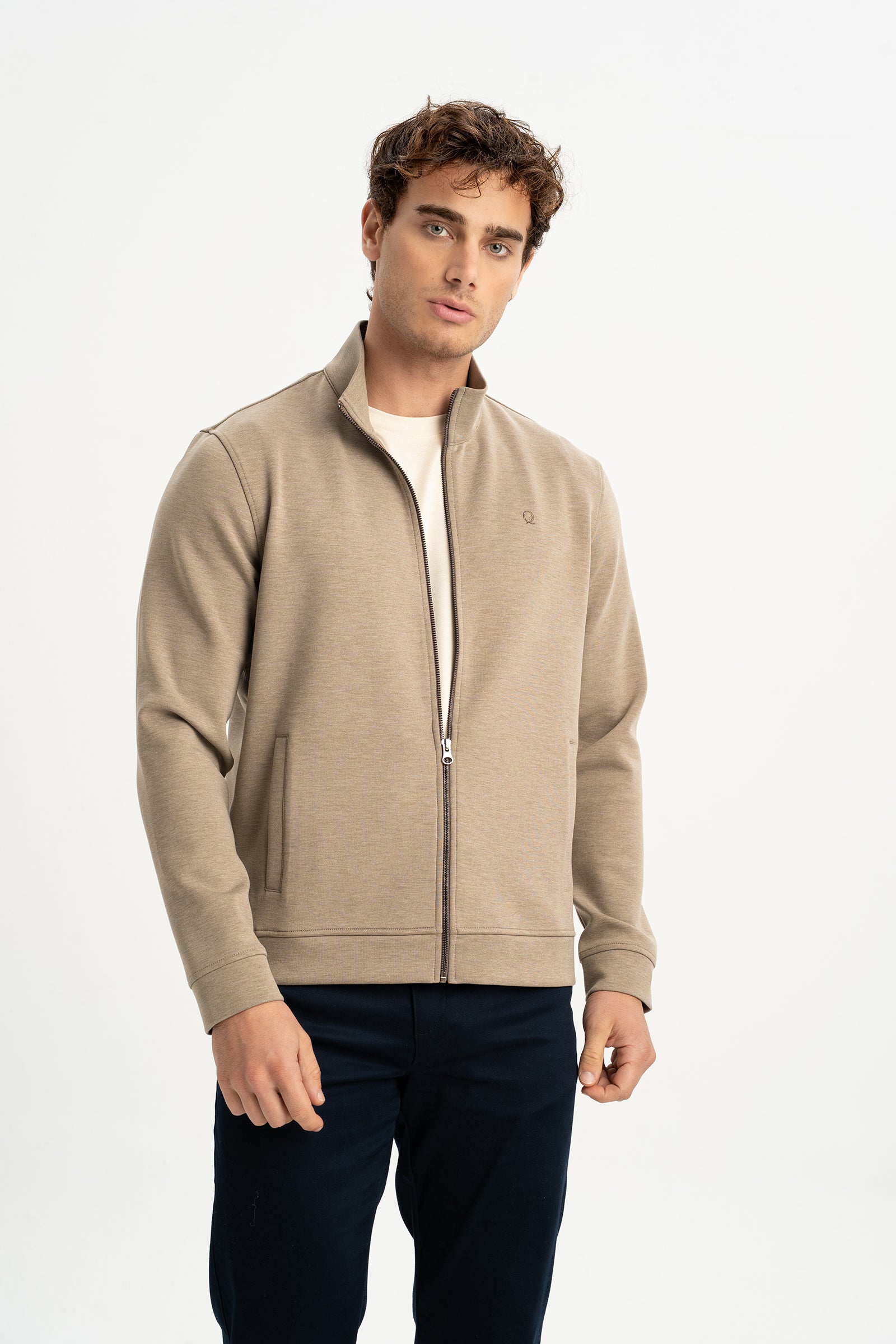 OVACIK Açık Kahve Fermuarlı Sweatshirt