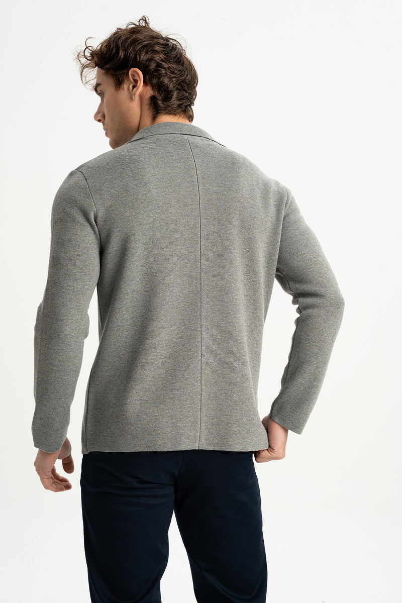 DEREOBA Gri Triko Blazer Ceket