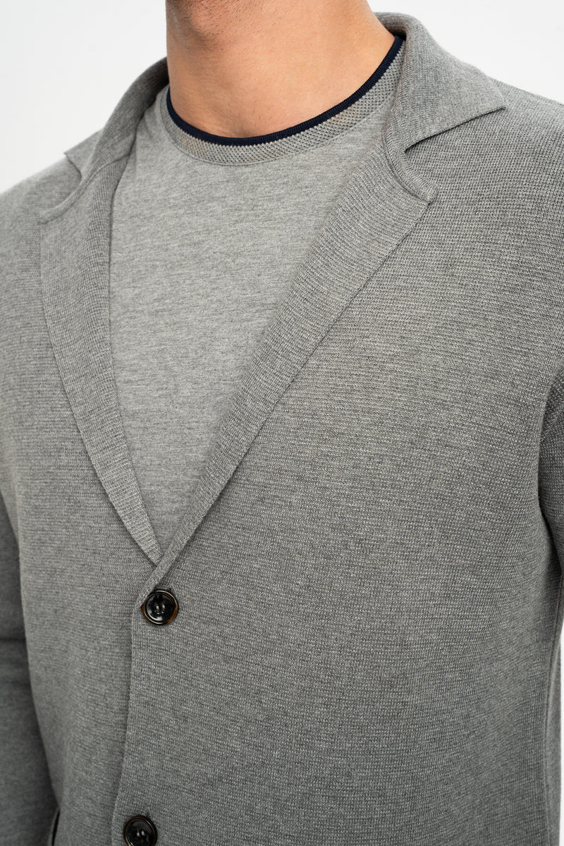 DEREOBA Gri Triko Blazer Ceket