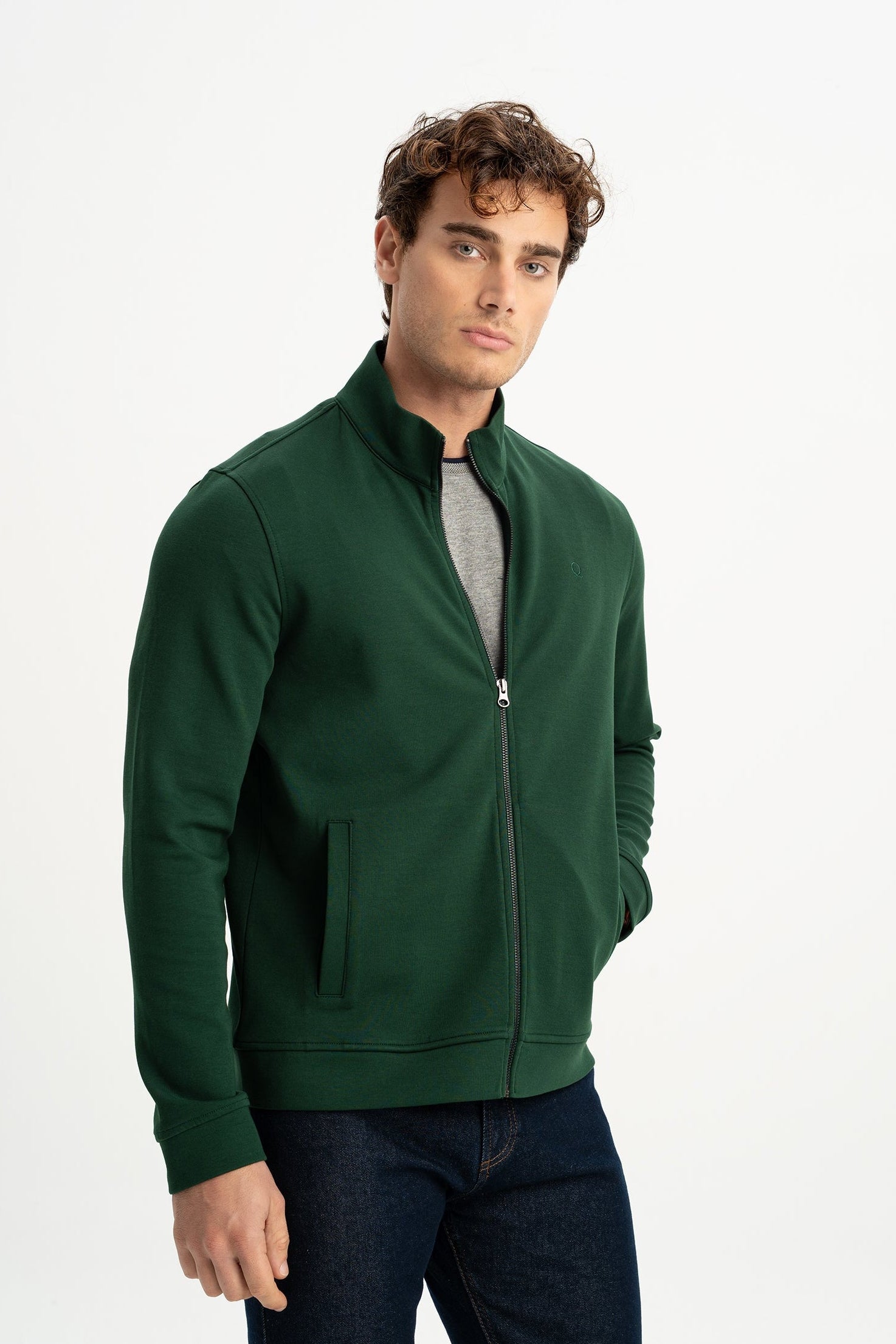 OVACIK Yeşil Fermuarlı Sweatshirt