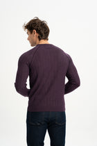 ÇARDAK Mor Yün Karışımlı Bisiklet Yaka Uzun Kollu Jakarlı Triko Kazak