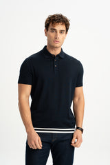 YALOVA Navy Blue Short Sleeve Polo Shirt