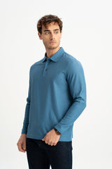 BOZALAN Aviator Mercerized Long Sleeve Polo Shirt