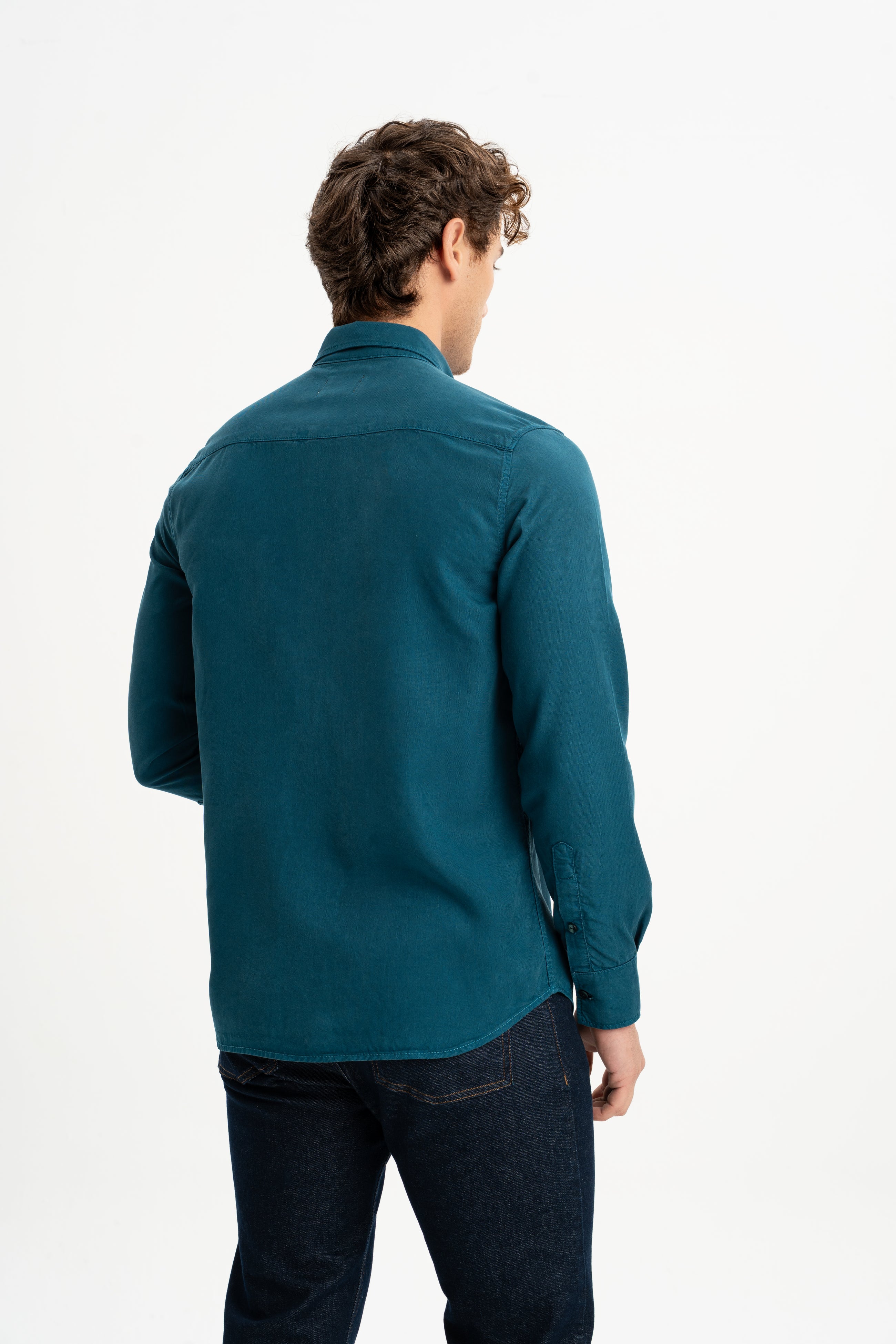 BOZGÜÇ Petrol Tencel Gömlek