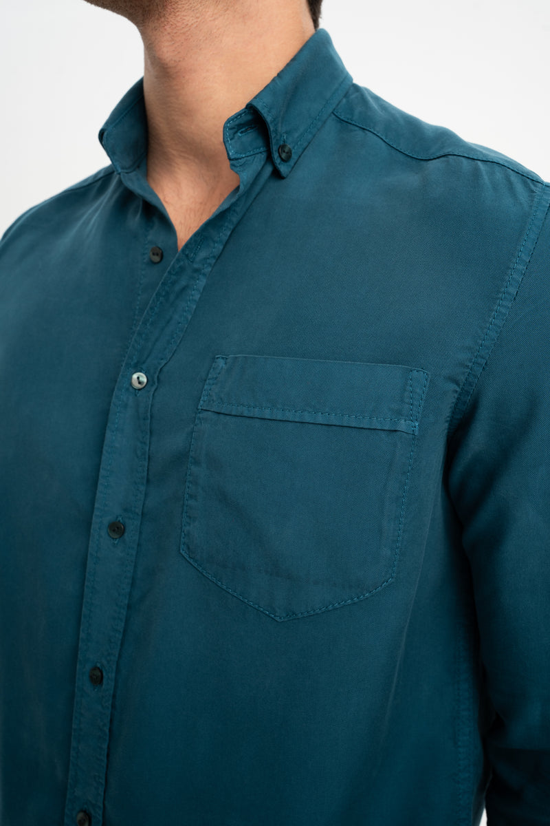 BOZGÜÇ Petrol Tencel Gömlek