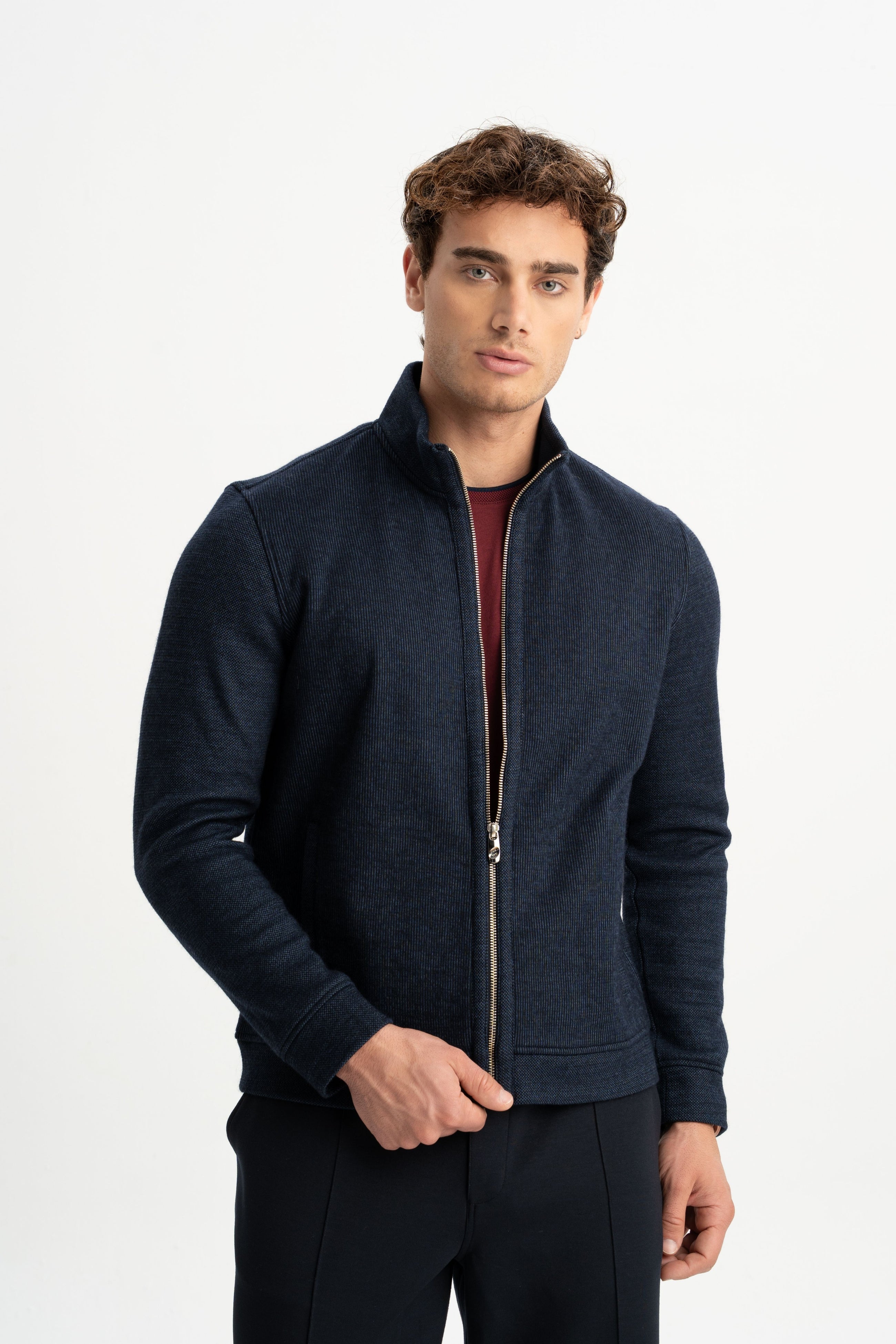 ARIKLI Yün Karışımlı Fermuarlı Hırka