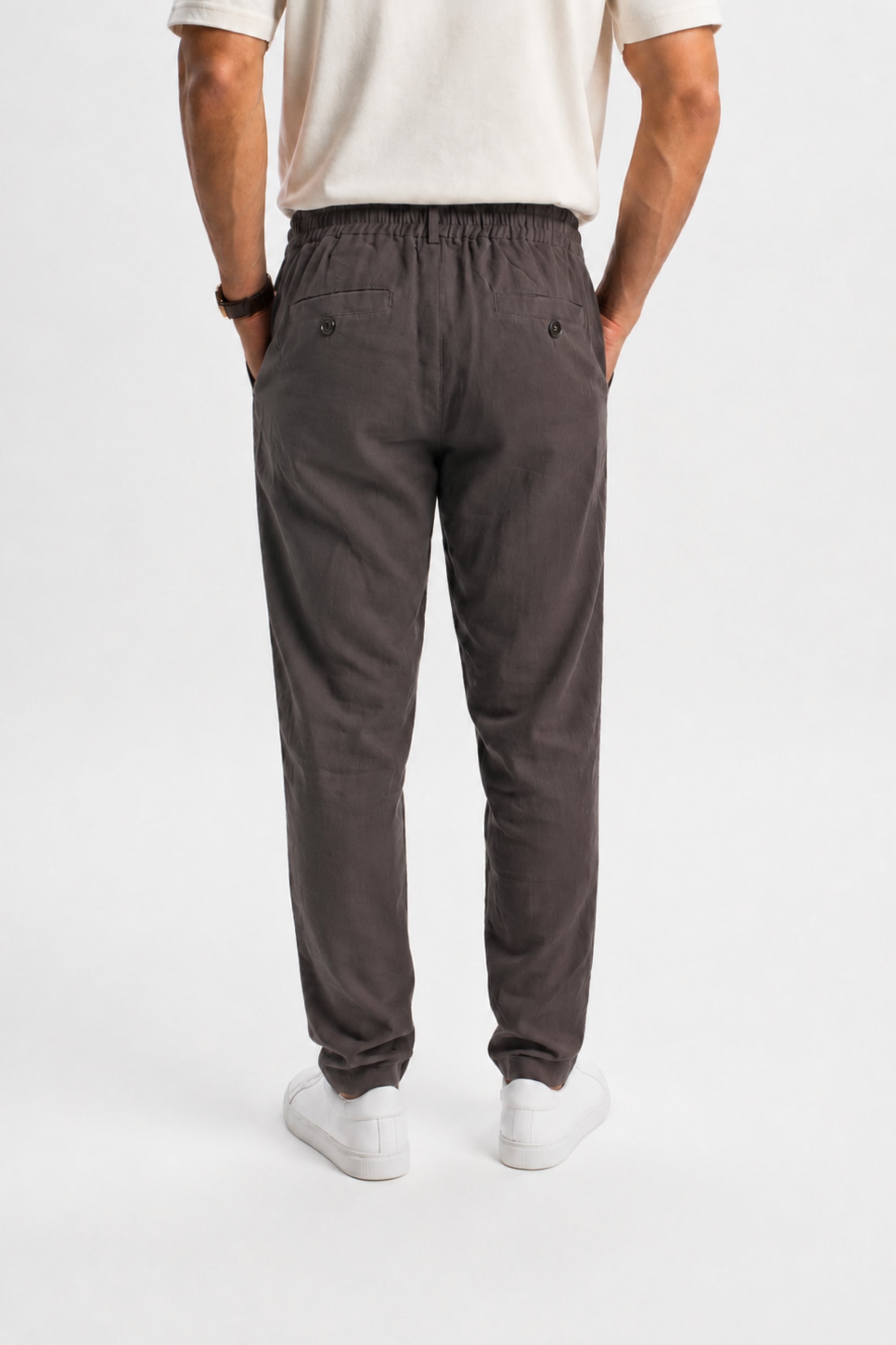 BALABAN Koyu Kahve Dokuma Tencel Chino Pantolon