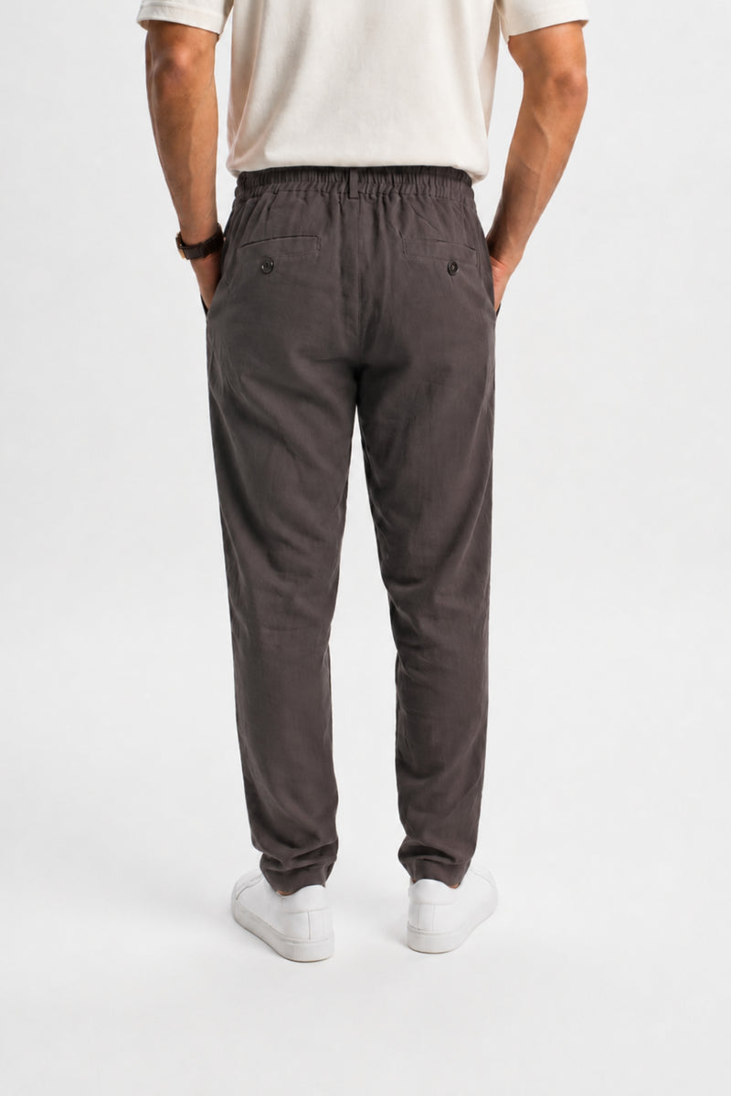 BALABAN Koyu Kahve Dokuma Tencel Chino Pantolon