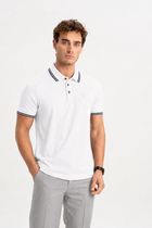 BELEVİ Beyaz Merserize Pike Çizgi Detaylı Polo Shirt