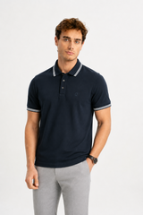 BELEVİ Lacivert Merserize Pike Çizgi Detaylı Polo Shirt