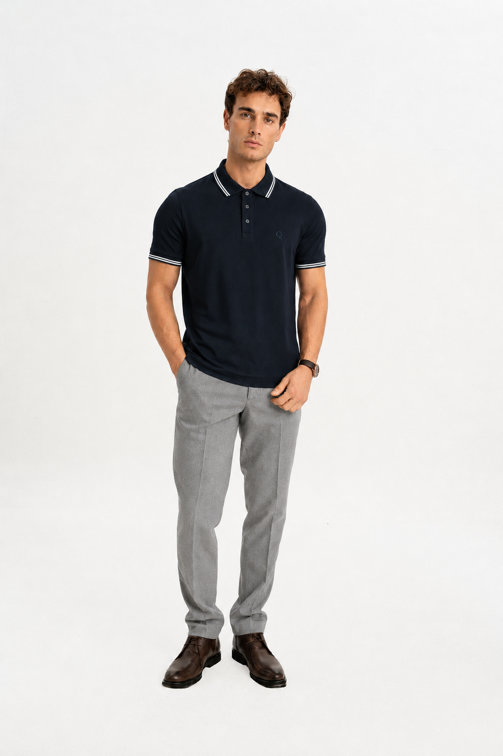BELEVİ Lacivert Merserize Pike Çizgi Detaylı Polo Shirt