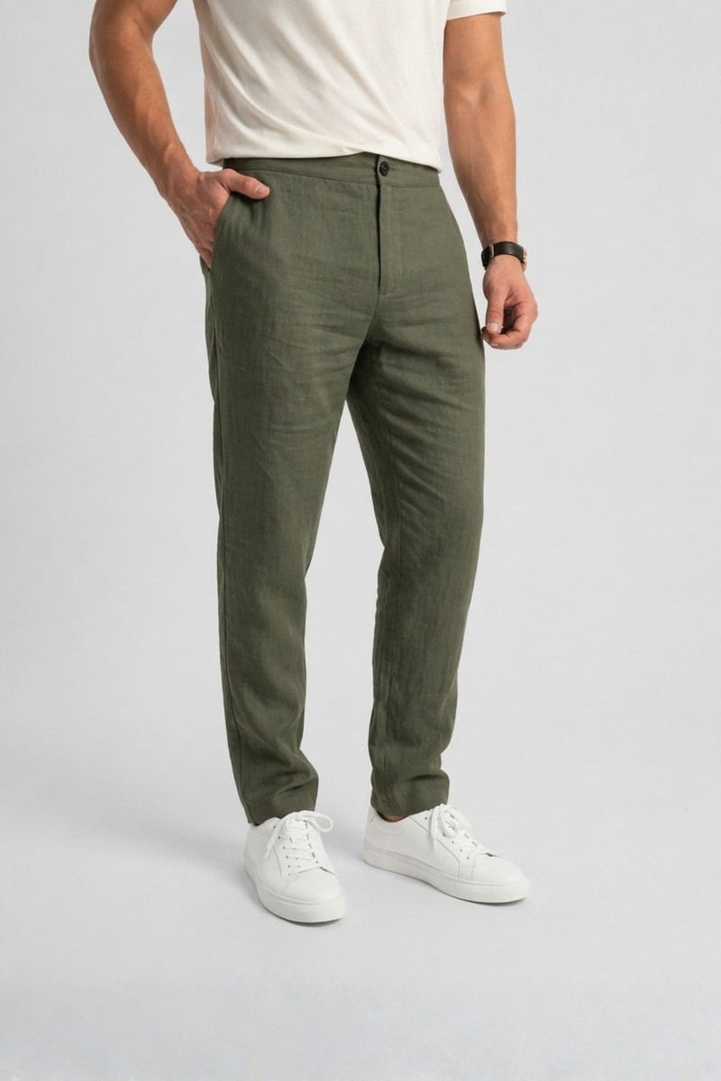 ÇANDARLI Haki Keten Chino Pantolon