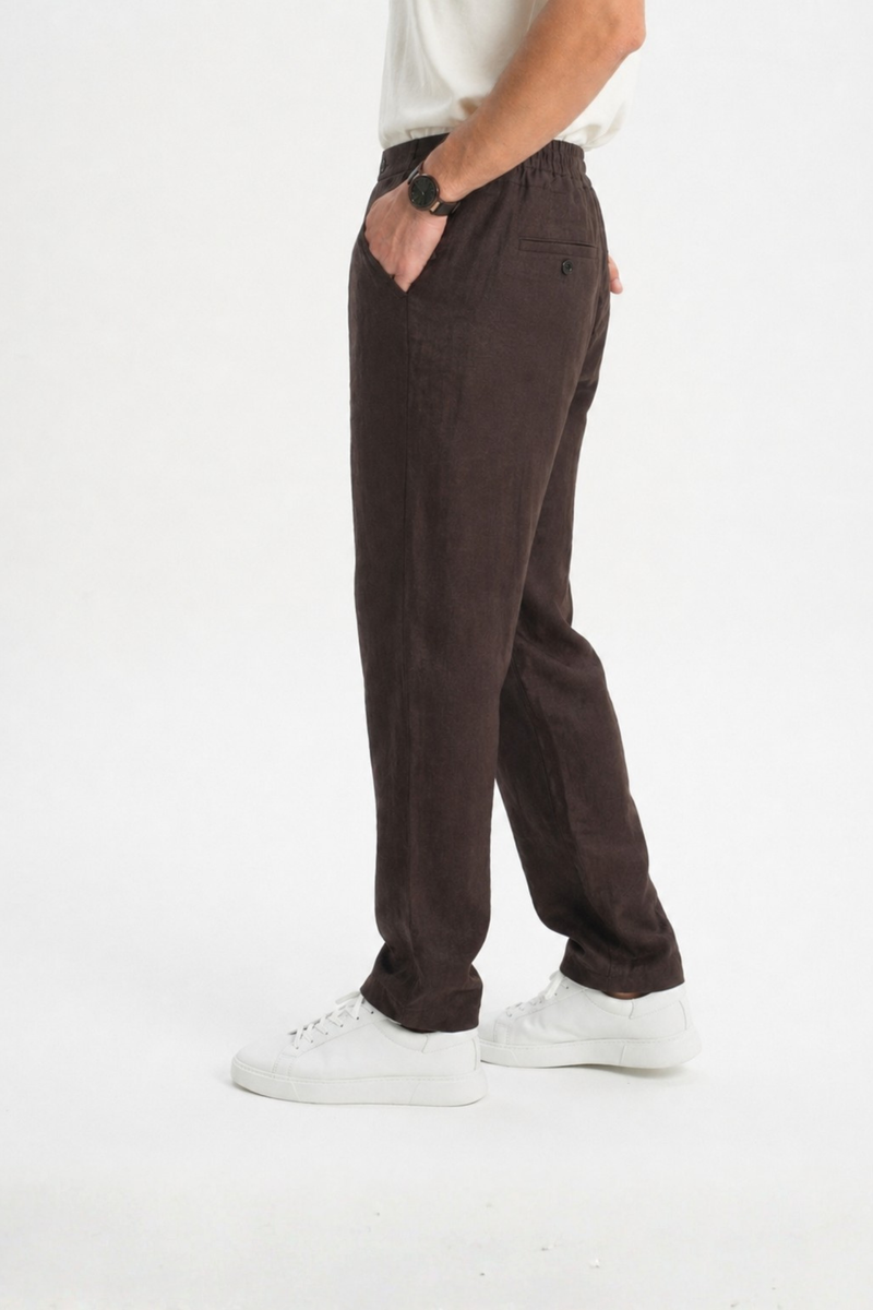 ÇANDARLI Kahve Keten Chino Pantolon