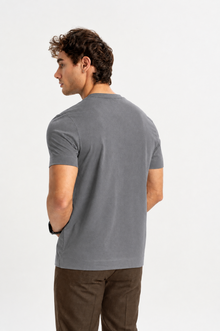 ÇITAK Açık Mavi %100 Keten Örme T-Shirt