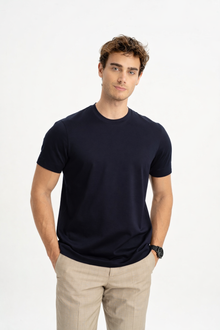 DÜMREK Lacivert Merserize Kısa Kollu T-Shirt