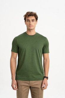 DÜMREK Haki Merserize Kısa Kollu T-Shirt