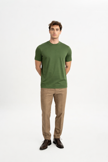 DÜMREK Haki Merserize Kısa Kollu T-Shirt