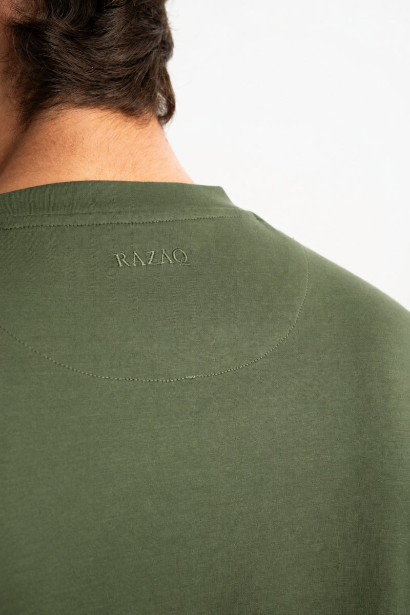 DÜMREK Açık Zeytin Merserize Kısa Kollu T-Shirt