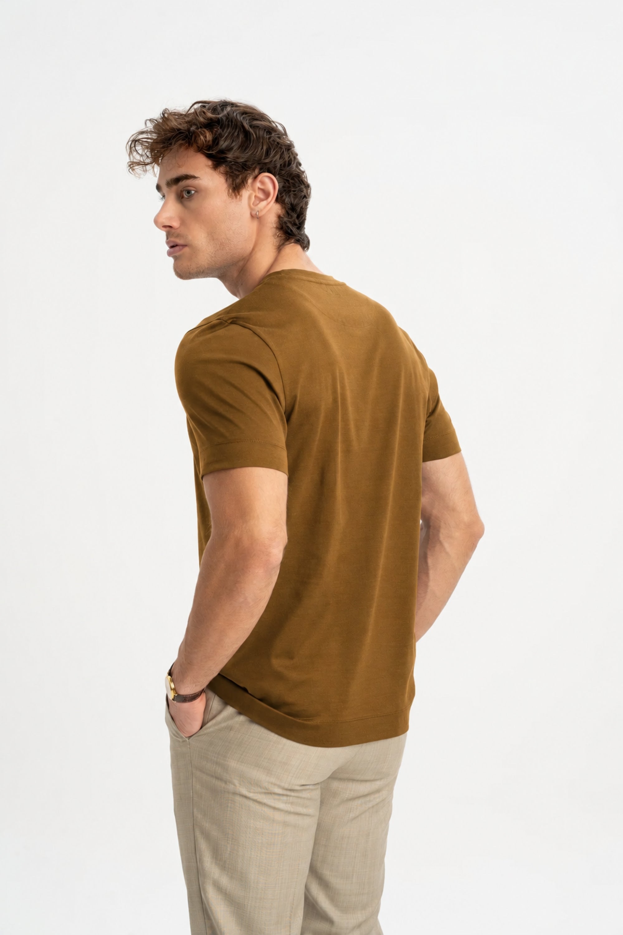 DÜMREK Camel Merserize Kısa Kollu T-Shirt