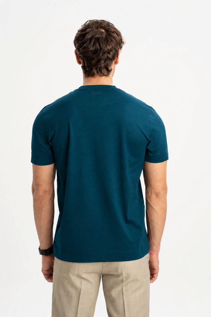 DÜMREK Koyu Petrol Merserize Kısa Kollu T-Shirt