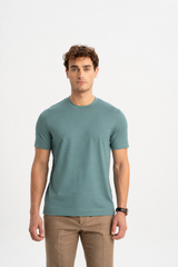 DÜMREK Mineral Mavi Merserize Kısa Kollu T-Shirt