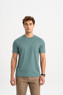 DÜMREK Mineral Mavi Merserize Kısa Kollu T-Shirt