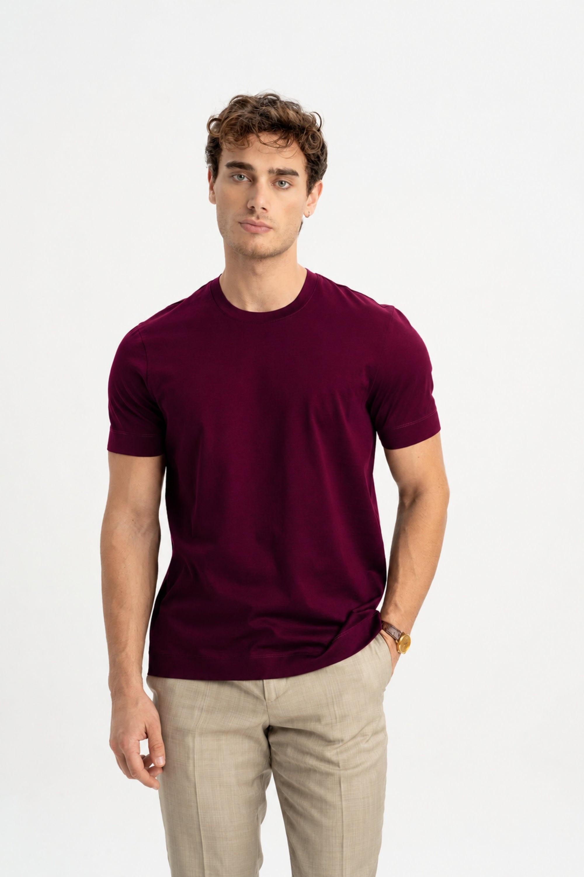 DÜMREK Vişne Merserize Kısa Kollu T-Shirt