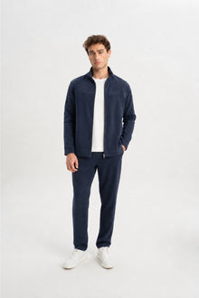 Indigo Uzun Kollu Dokuma Tencel Kombin