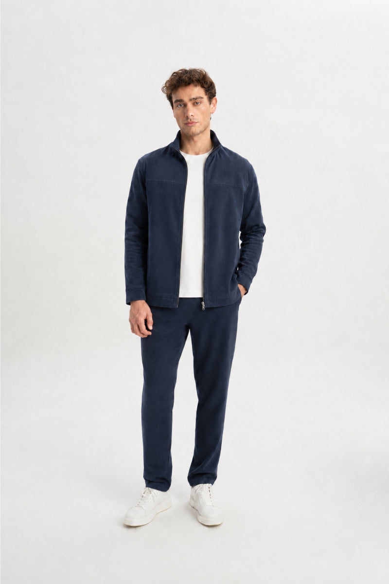 FOÇA Indigo Dokuma Tencel Fermuarlı Ceket