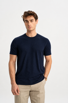 GÜNERLİ Lacivert %100 Pamuk Triko Başlamalı Jakarlı T-Shirt