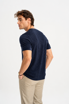 GÜNERLİ Lacivert %100 Pamuk Triko Başlamalı Jakarlı T-Shirt