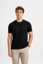 GÜNERLİ Siyah %100 Pamuk Triko Başlamalı Jakarlı T-Shirt