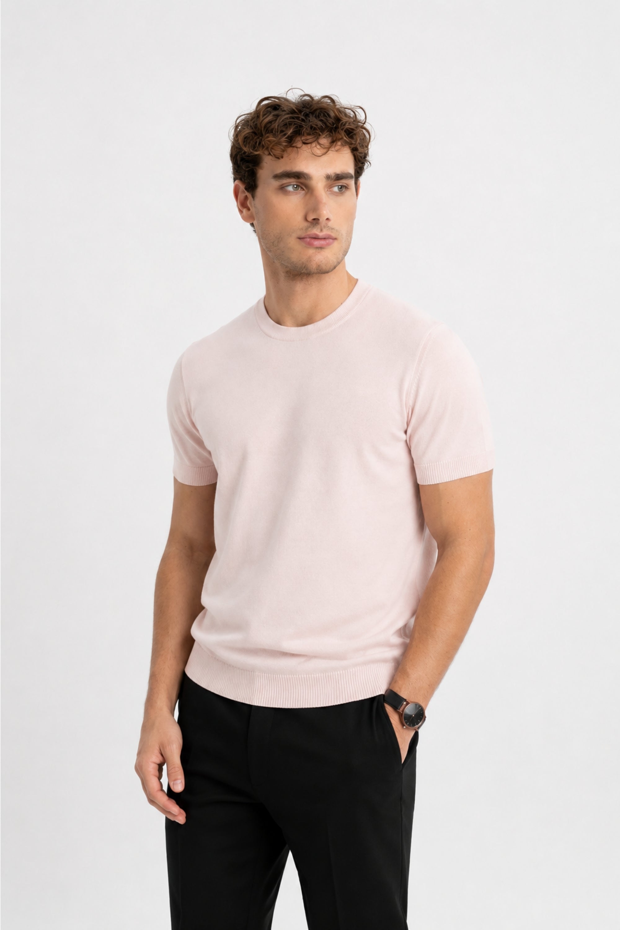 KINIK Pembe Bisiklet Yaka Triko