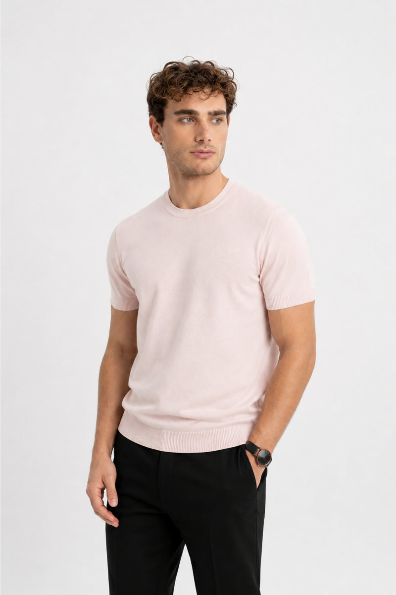 KINIK Pembe Bisiklet Yaka Triko