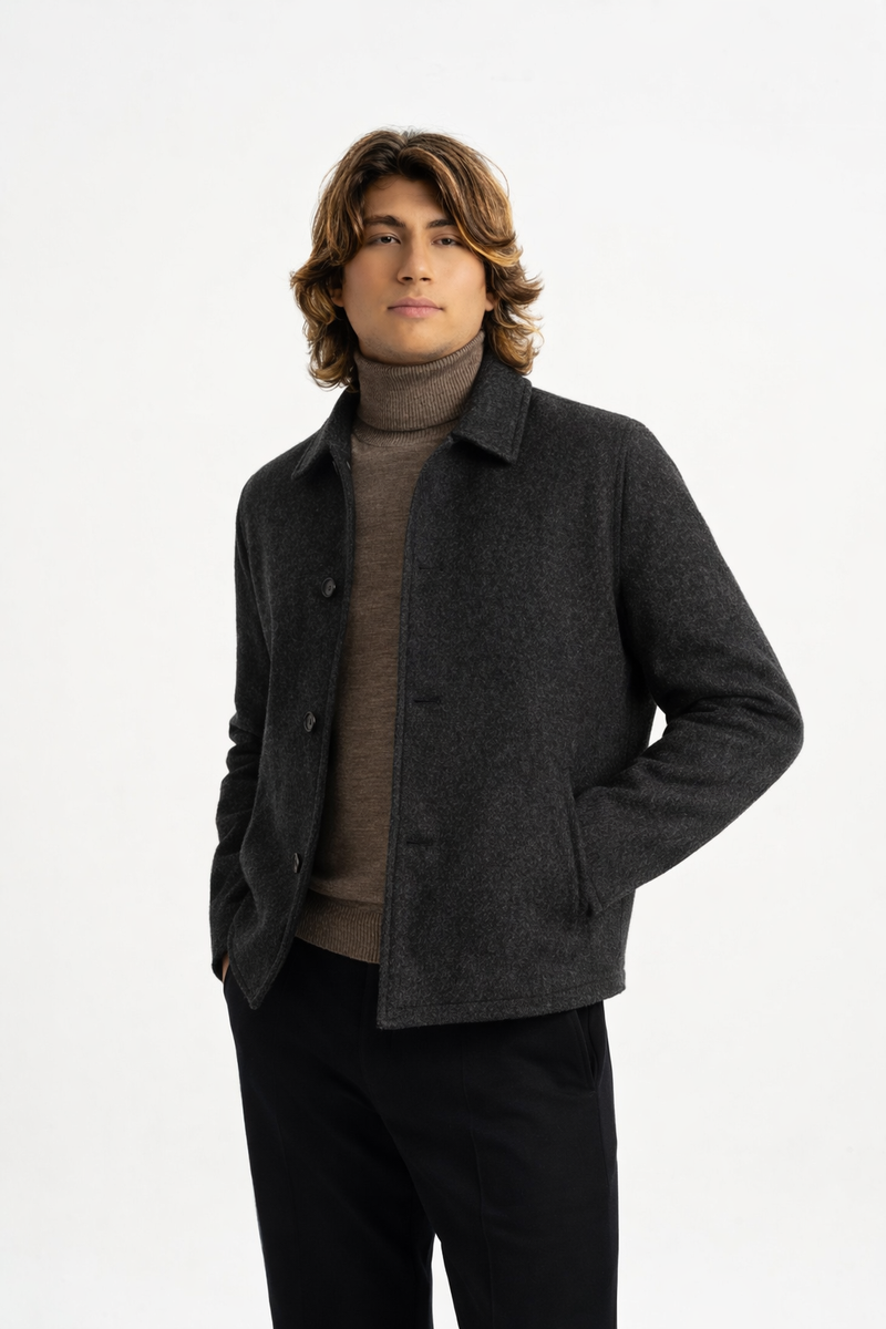 KOCAKÖY Antrasit Yünlü Astarlı Ceket