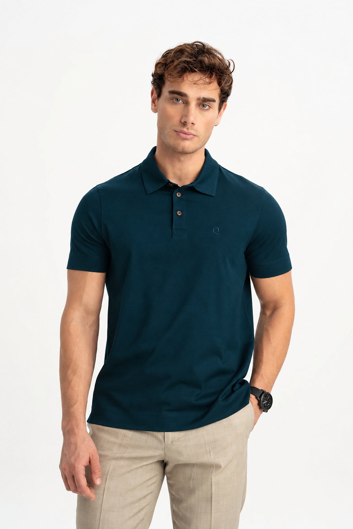 MİSVAK Koyu Petrol Merserize Kısa Kollu Polo Shirt