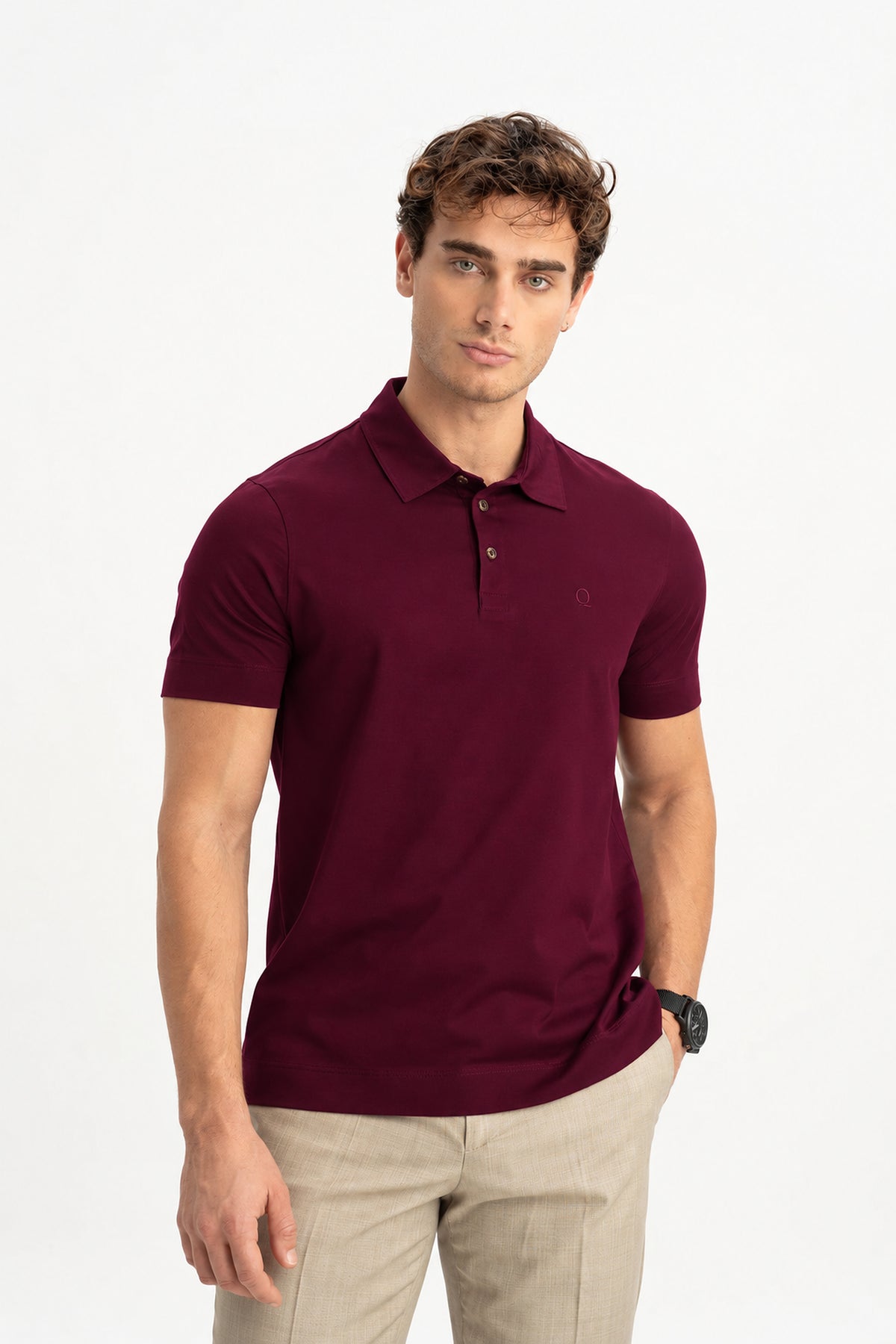 MİSVAK Vişne Merserize Kısa Kollu Polo Shirt