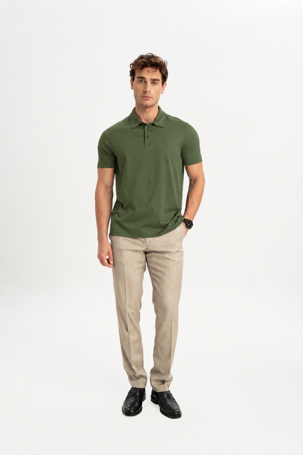 MİSVAK Açık Zeytin Merserize Kısa Kollu Polo Shirt