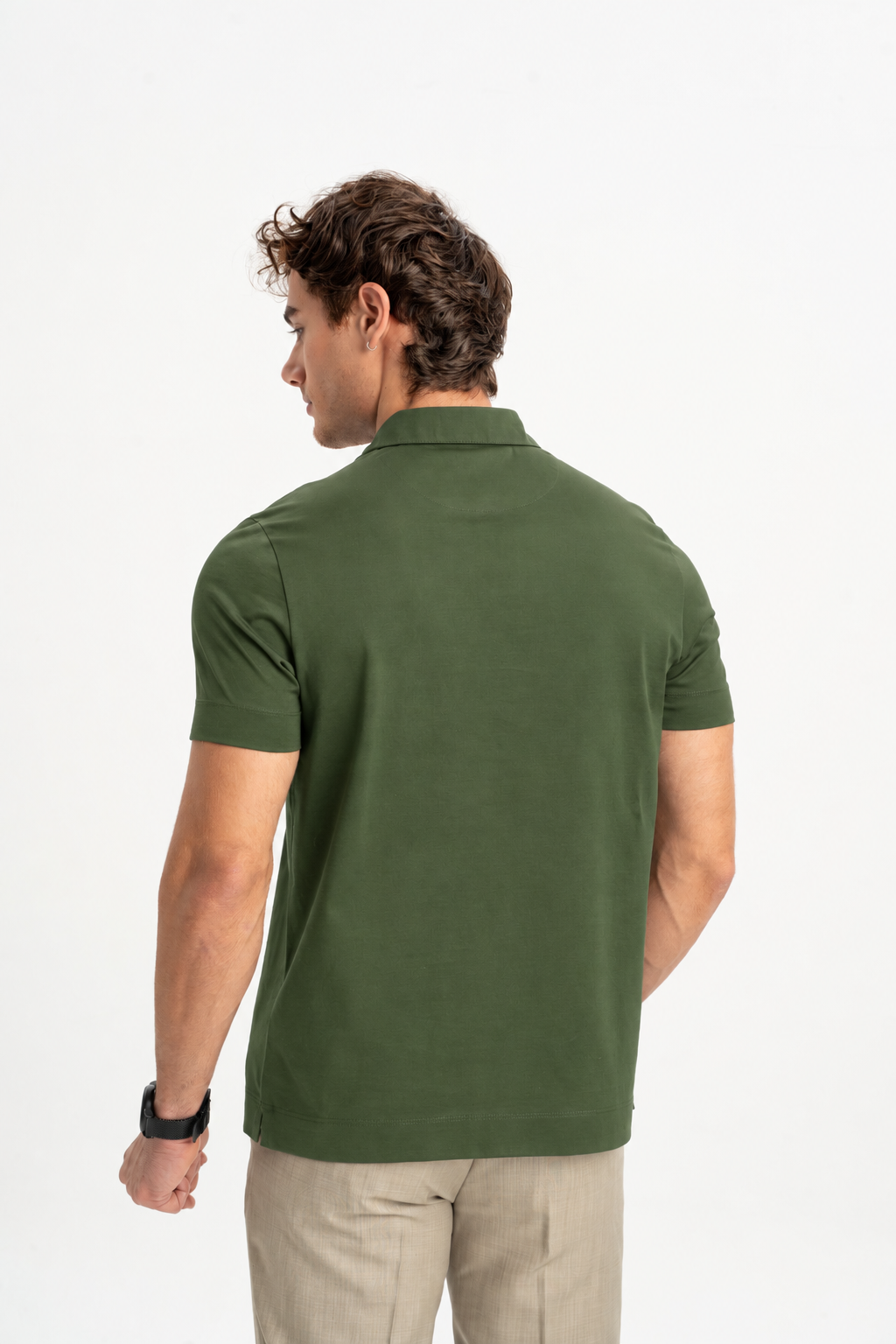 MİSVAK Açık Zeytin Merserize Kısa Kollu Polo Shirt